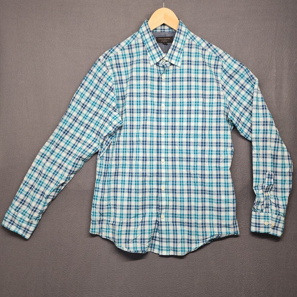 Banana Republic Shirt Mens 15-15.5 Medium 33-34 Slim Fit Long Sleeve Button Up